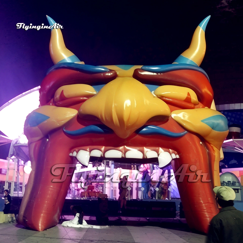 Giant Inflatable Devil Monster Tunnel Satan Demon Mouth Minotaur Head Entrance Gate For Carnival Stage