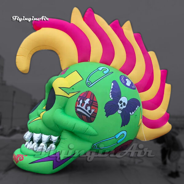 customized green giant inflatable punk skull head