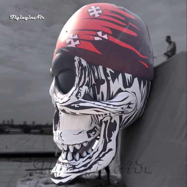 side of inflatable pirate skull