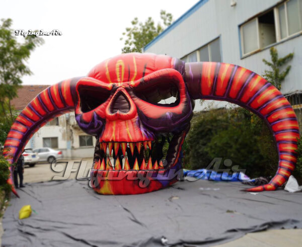 giant red inflatable demon skull