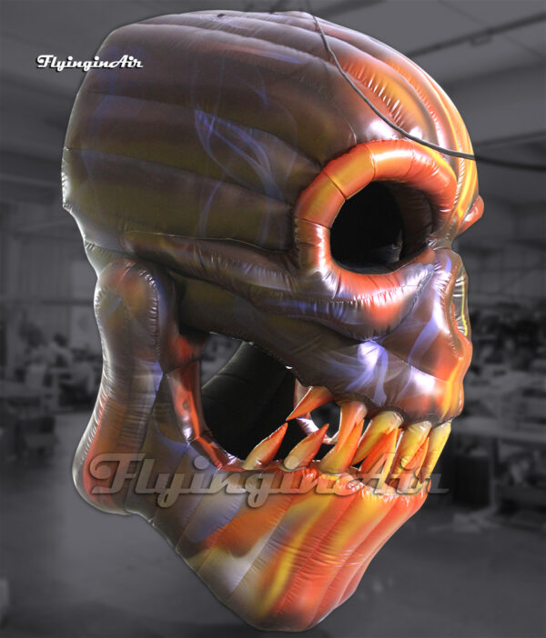 side of inflatable burning skull