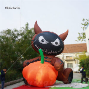front of inflatable evil cat