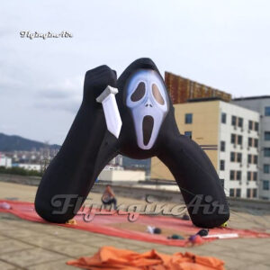 front of inflatable death arch