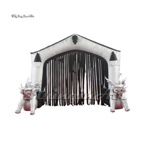 front of inflatable devil arch with sprites