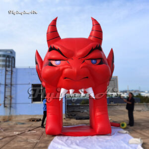 red inflatable devil tunnel