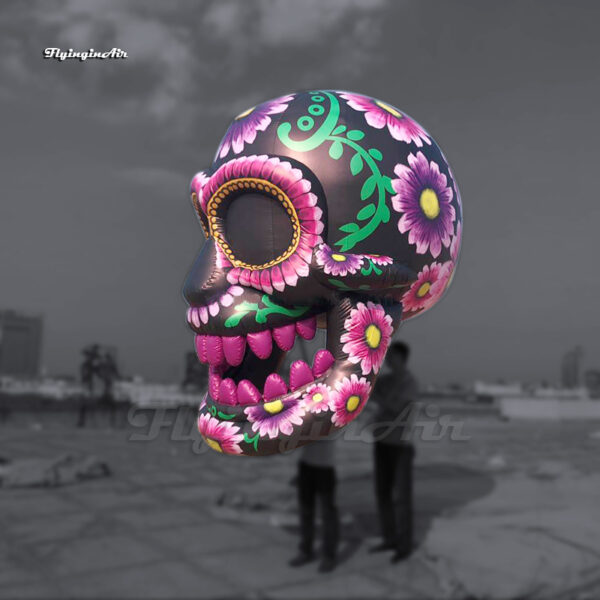 side of purple inflatable skull