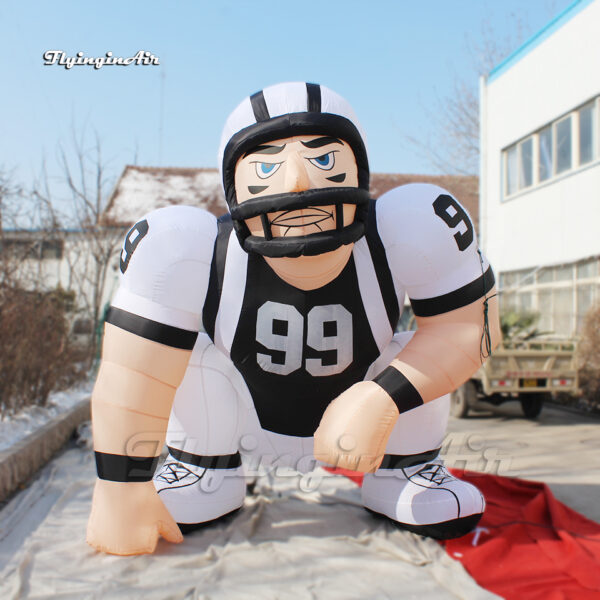 Squatting black inflatable american football player