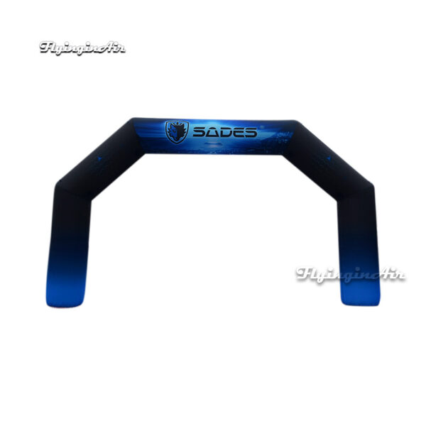 black inflatable arch with logo printed