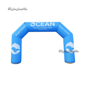 blue inflatable arch with logo