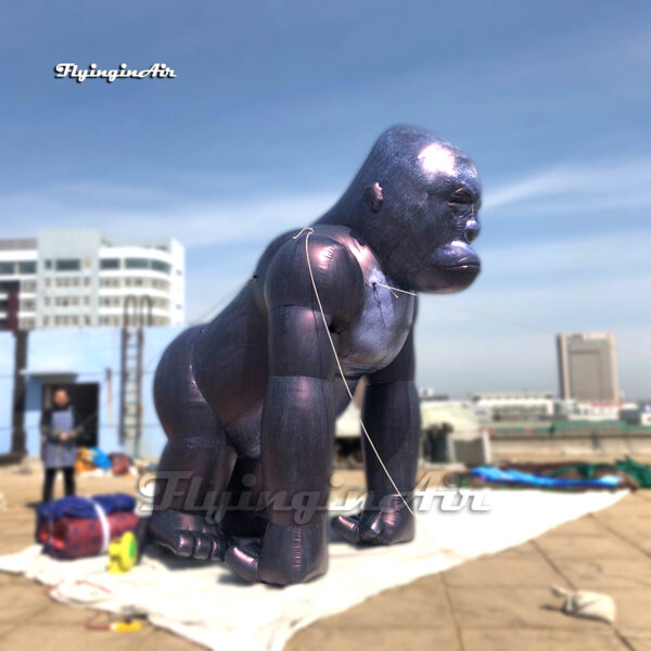 side of black inflatable gorilla model