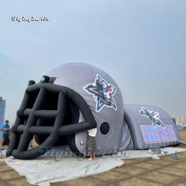 grey inflatable football helmet tunnel