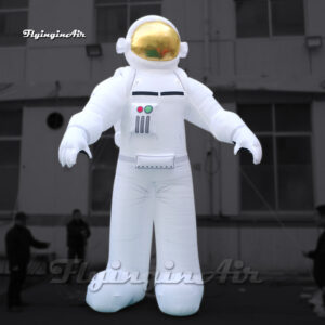 white inflatable astronaut with golden helmet