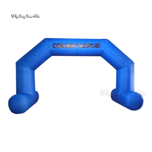 blue inflatable arch with feet