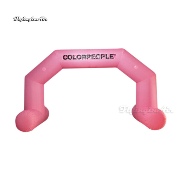 pink inflatable arch with feet