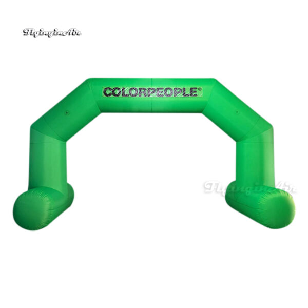 green inflatable arch with feet