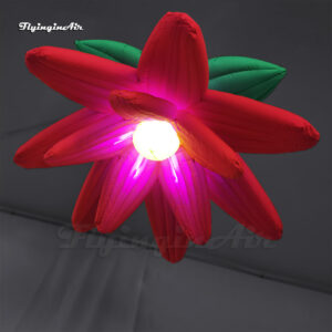 hanging red inflatable flower with light