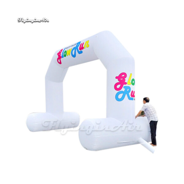 side of running inflatable arch with feet