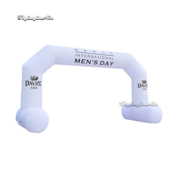 white inflatable arch with feet