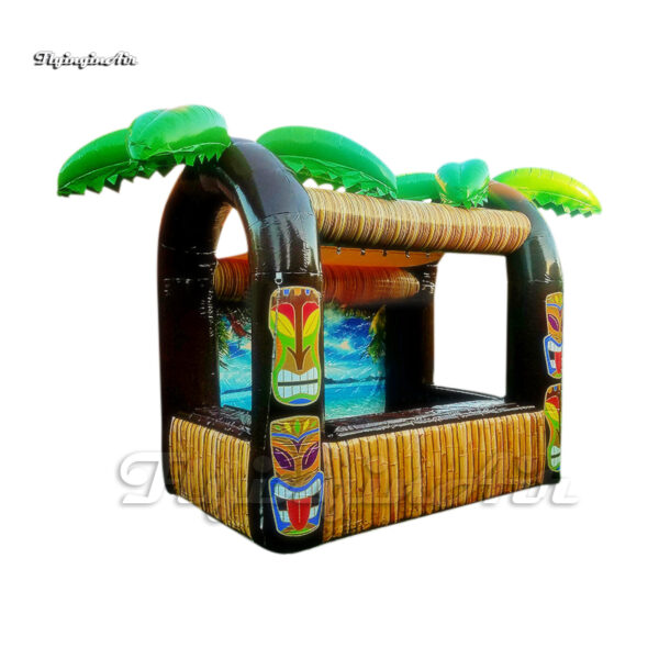 inflatable tiki booth with palm trees