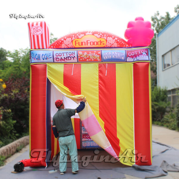 inflatable kiosk with curtains