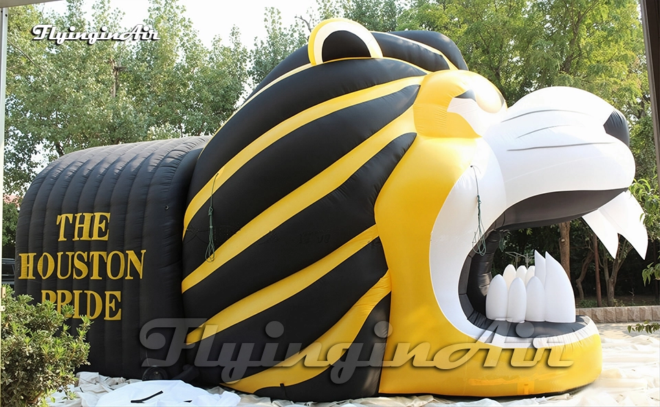 customized giant inflatable cougar head american football mascot tunnel