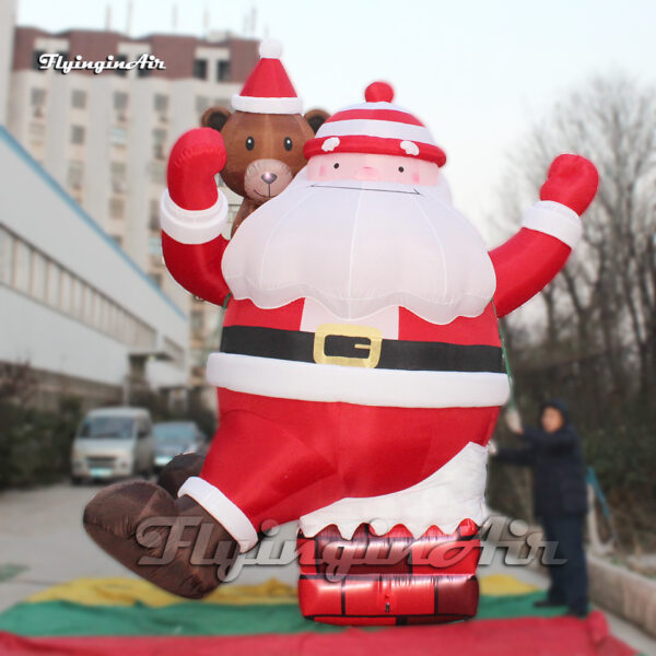 inflatable santa with bear