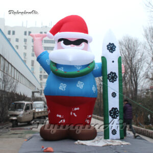 christmas inflatable santa with a snowboard