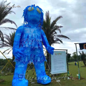 outdoor blue inflatable zombie on park