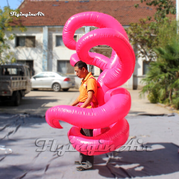 side of pink inflatable tentacle costume