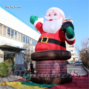 inflatable santa balloon in chimney