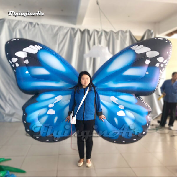 blue walking blow up butterfly wing