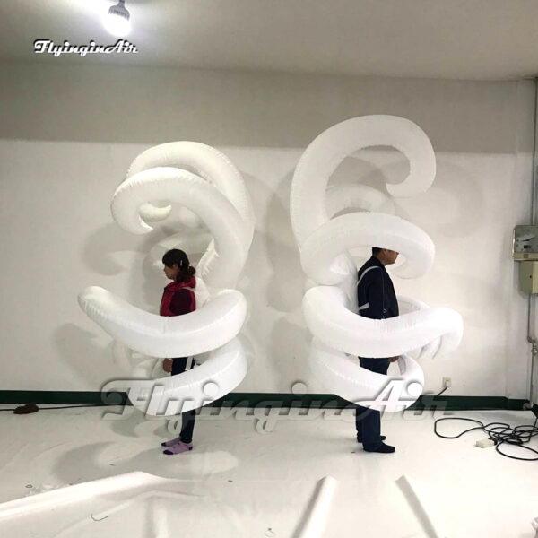 side of white walking inflatable tentacle costume