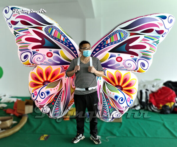 colorful walking inflatable butterfly wing