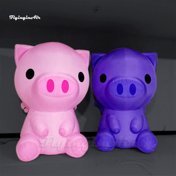 cute pink inflatable pig and purple inflatable pig