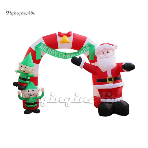 christmas inflatable arch with santa and elves