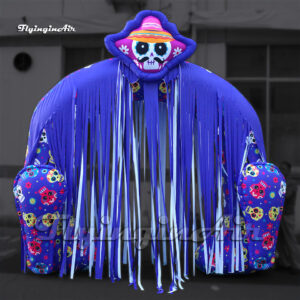blue inflatable skull arch