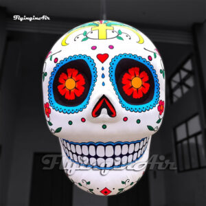 hanging white inflatable skull balloon