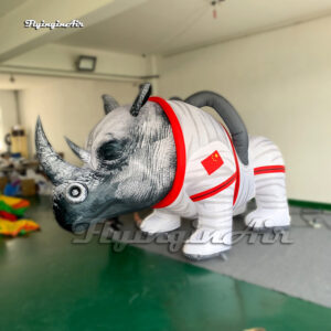 simulated inflatable rhino with spacesuit