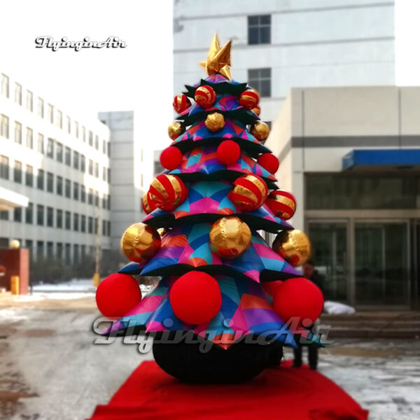 large inflatable christmas tree with ornaments