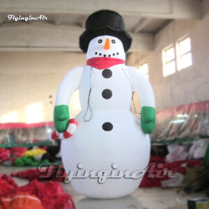 white inflatable snowman with hat