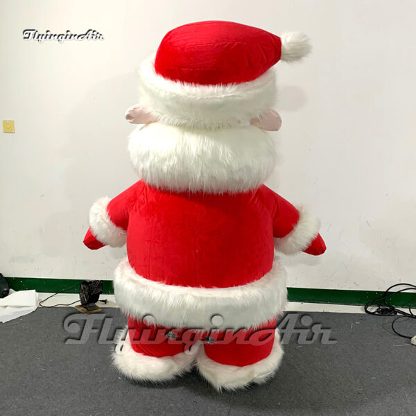 back of short plush walking inflatable santa costume