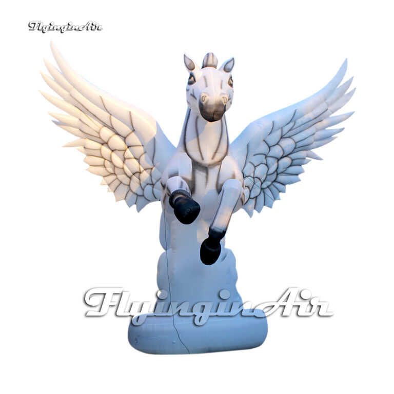 Outdoor Large Inflatable Flying Horse Statue Replica 6m White Air Blow