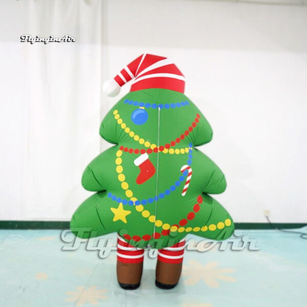 Cute Walking Inflatable Christmas Tree Model Costume Wearable Blow Up Cartoon Character Suit For