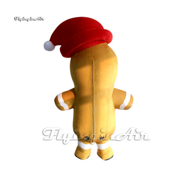 walking blow up gingerbread man suit with christmas hat