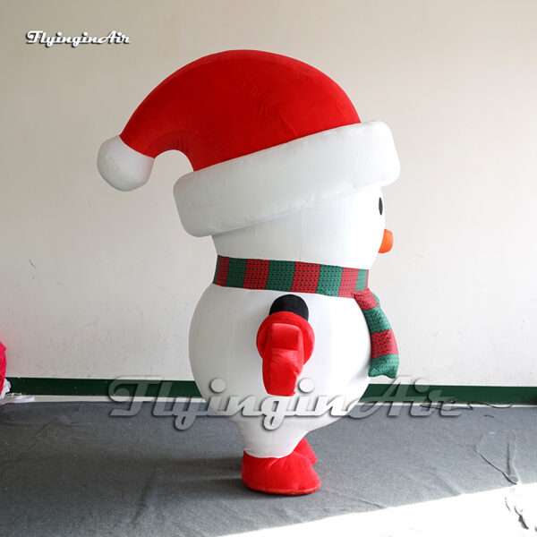 inflatable snowman costume with red hat