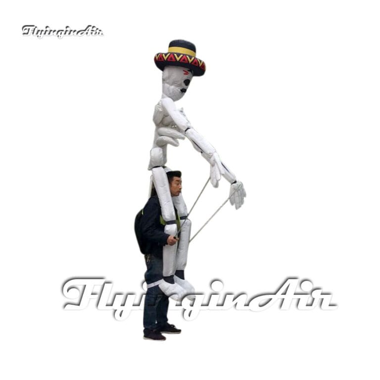 White Skeleton Inflatable White Walking Inflatable Skeleton Puppet Halloween Parade Costume Blow ...