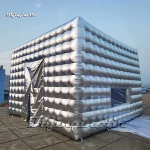 outdoor party marquee silvery inflatable cube tent