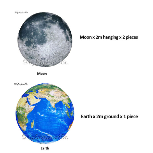 2m inflatable moon and 2m inflatable earth