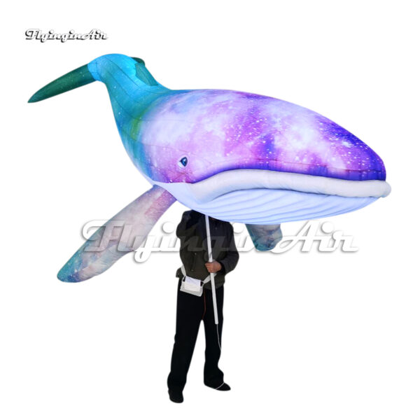 3.5m purple parade performance walking inflatable whale puppet