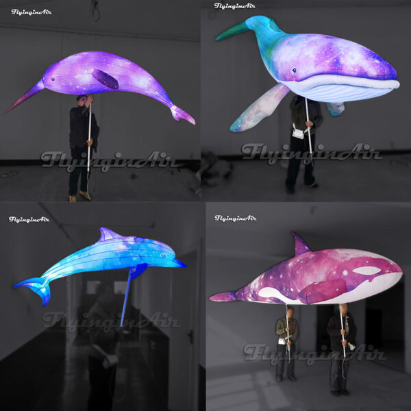 parade sea animal puppet inflatable dolphin whale narwhal killer whale